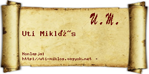Uti Miklós névjegykártya